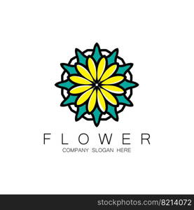 Floral Logo Design, Mandala Art Vector, For Company Brand, Banner Sticker, Or Product