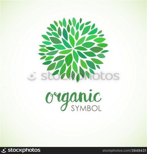 Floral logo design template. Green life and organic ornamental concept. Can be used for organic shop or spa and beauty salon, yoga studio and hearthy clinic.