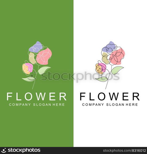 Floral Logo Design, Vector Illustration Style Line Icon Abstract artwork