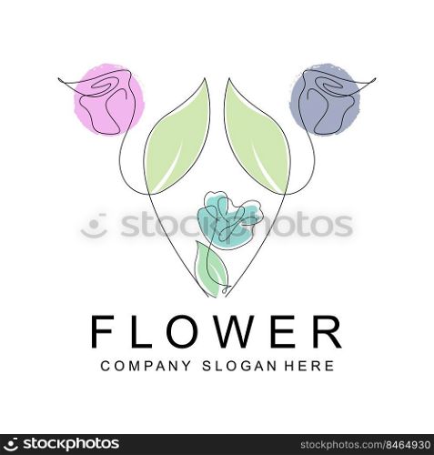 Floral Logo Design, Vector Illustration Style Line Icon Abstract artwork