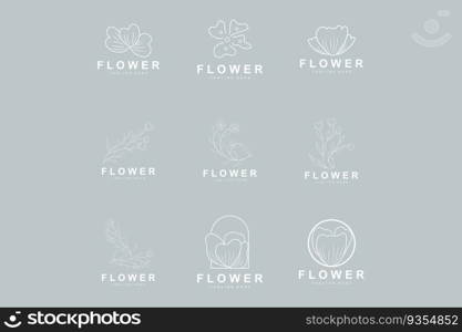 Floral Logo, Leaves And Flowers Botanical Garden Vector, Floral Design Of Life