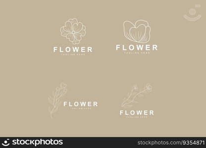 Floral Logo, Leaves And Flowers Botanical Garden Vector, Floral Design Of Life