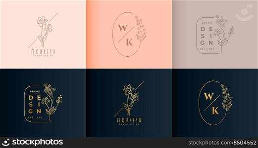 floral logo monogram collection set
