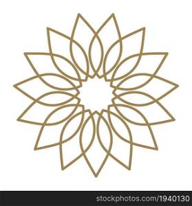Floral logo. Radial pattern emblem. Golden flower. Vector illustration. Floral logo. Radial pattern emblem. Golden flower