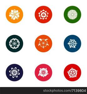 Floral ornament icons set. Flat set of 9 floral ornament vector icons for web isolated on white background. Floral ornament icons set, flat style