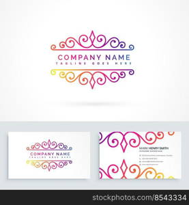 floral ornament logo design with business card template