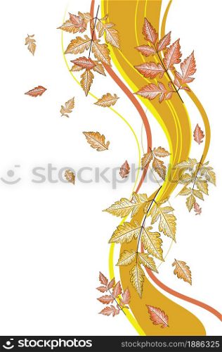 Floral ornament with decorative colorful autumn leaves illustration.