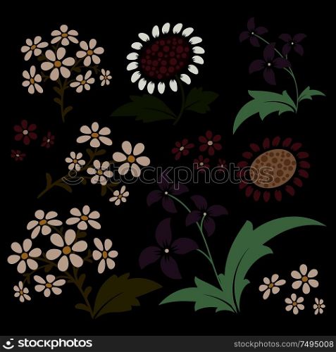 Floral ornamental design elements. Collection of vector images. Eps 10