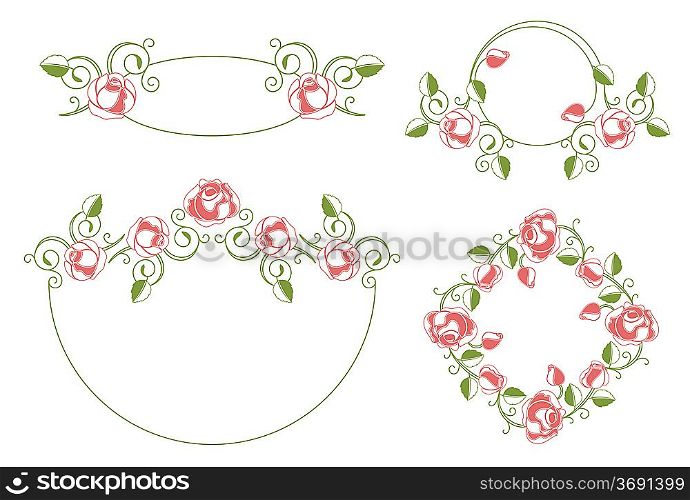Floral ornaments frames and vignette