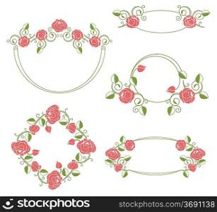 Floral ornaments vignette and frames, color