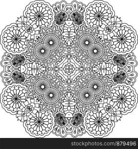 Floral outline decorative element on white. Vector illustration. Floral outline decorative element