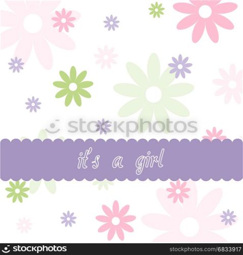 Floral pattern and Baby girl arrival card
