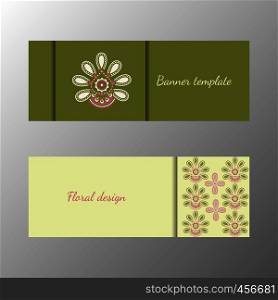 Floral pattern green horizontal banner collection. Vector illustration. Floral pattern green horizontal banner collection
