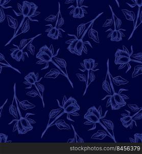 Floral pattern of rose flowers. blue colors. Floral pattern of rose flowers