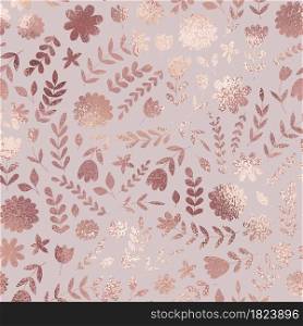 Floral pattern. Rose gold. Imitation gold texture. Vector background. Floral pattern. Rose gold. Imitation gold texture