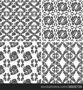 Floral pattern, seamless background flowers. Set