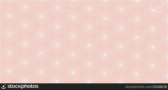 Floral pattern seamless with geometric design. Elegant of white circle lines overlapping on pink background