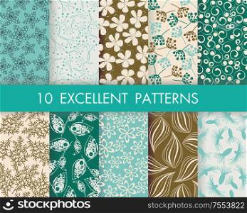 Floral pattern set. Can be used for wallpaper, web page background,surface textures.