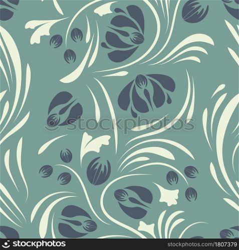 Floral pattern with flowers and leaves Fantasy flowers Abstract Floral geometric fantasy. Folk flowers pattern Floral surface design Seamless pattern