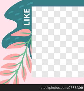 Floral post. Garden flora like social media post template. Template post for social media with floral elements. Vector illustration. Floral post. Garden flora like social media post template