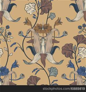 Floral seamles pattern, retro style. Vintage provence background