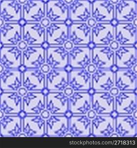 floral seamless blue pattern, abstract texture; vector art illustration