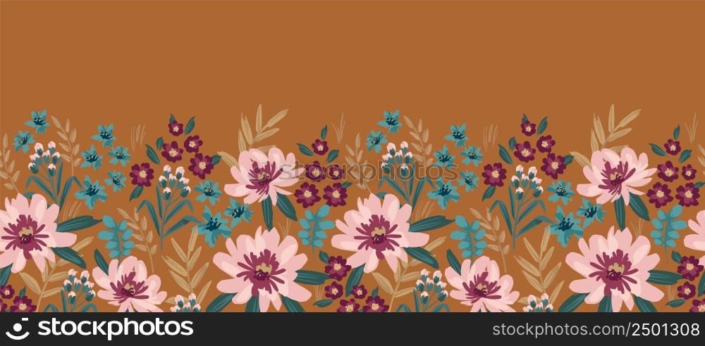 Floral seamless border. Vector design for paper, cover, fabric, interior decor and other use. Floral seamless border. Vector design for paper, cover, fabric, interior decor and other