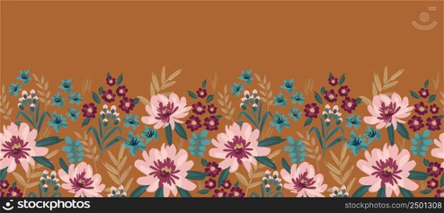 Floral seamless border. Vector design for paper, cover, fabric, interior decor and other use. Floral seamless border. Vector design for paper, cover, fabric, interior decor and other