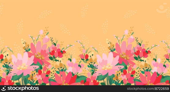 Floral seamless border. Vector design for paper, cover, fabric, interior decor and other use. Floral seamless border. Vector design for paper, cover, fabric, interior decor and other