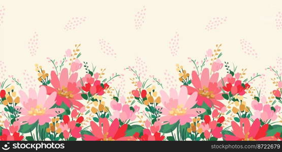 Floral seamless border. Vector design for paper, cover, fabric, interior decor and other use. Floral seamless border. Vector design for paper, cover, fabric, interior decor and other