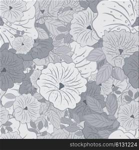Floral Seamless Grey And White Pattern Ornament