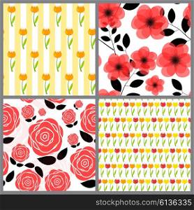 Floral Seamless Pattern Background Set Vector Illustration EPS10. Floral Seamless Pattern Background Set Vector Illustration