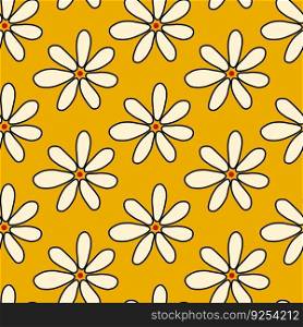 Floral seamless pattern. Botanical fabric print template. Vector illustration with camomile flowers.