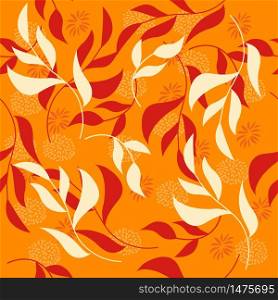 Floral seamless pattern. Flowers and leaves. Colorful vector background. Fabric and textile print