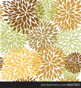 Floral seamless pattern in brown, beige and light green colors