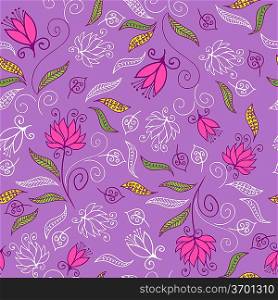 Floral seamless pattern in purple colors