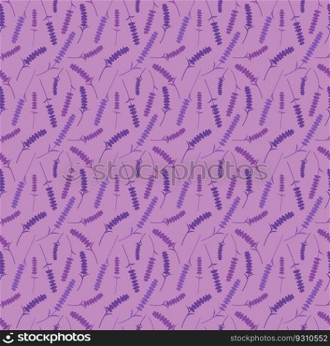 Floral seamless pattern. Lavender flowers silhouette. Vector purple background with Lavender blossoms. Flat repeat illustration.. Floral seamless pattern. Lavender flowers silhouette. Vector purple background with Lavender blossoms. Flat repeat illustration