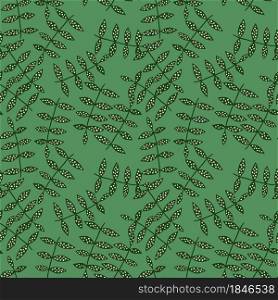 Floral seamless pattern on green background. Nature wallpaper. Botany texture. Decorative ornament. Design for fabric, textile print, wrapping, cover. Vector illustration.. Floral seamless pattern on green background. Nature wallpaper. Botany texture.
