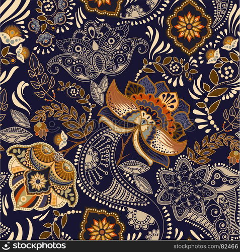 Floral seamless pattern. Paisley. Decorative flowers