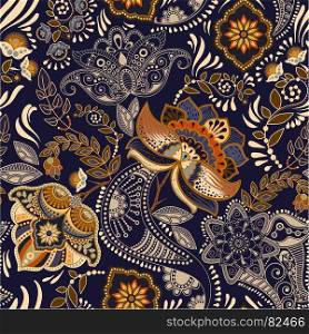 Floral seamless pattern. Paisley. Decorative flowers
