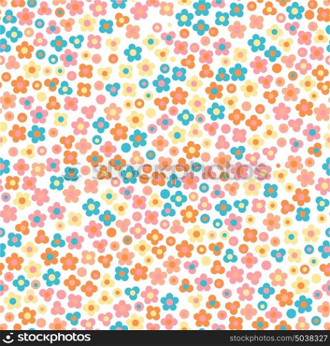 Floral seamless pattern. Small cute simple flowers. Green background.. Floral seamless pattern. Small cute simple flowers. White background. Vector illustration