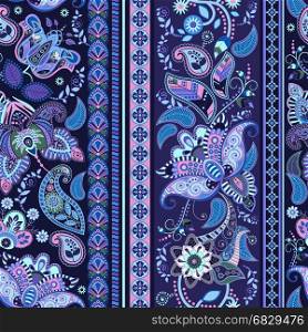 Floral seamless pattern. Stripe ornamental seamless wallpaper. Floral seamless pattern