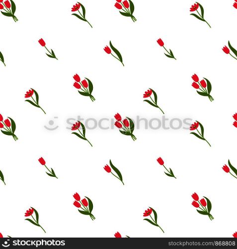 Floral seamless pattern. Tulip. Vector flowers. Fashion print. Design for textile or clothes. Hand drawn repeating elements. Natural background