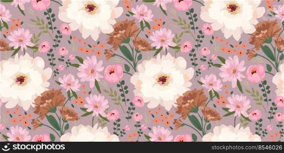 Floral seamless pattern. Vector design for paper, cover, fabric, interior decor and other use. Floral seamless pattern. Vector design for paper, cover, fabric, interior decor and other