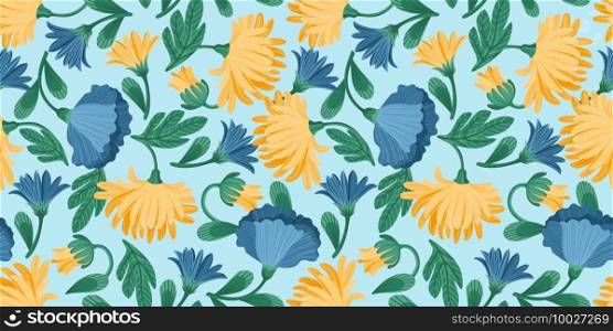 Floral seamless pattern. Vector design for paper, cover, fabric, interior decor and other users. Floral abstract seamless pattern. Vector design