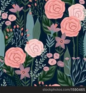 Floral seamless pattern. Vector design for paper, cover, fabric, interior decor and other users. Floral seamless pattern. Vector design for different surfaces.