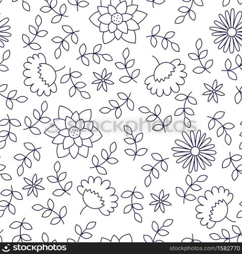 Floral seamless pattern. Vector flowers. Fashion print. Design for textile or clothes. Chamomile. Hand drawn repeating elements. Natural background