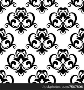 Floral seamless pattern with arabesque elements for wallpaper or fabric design