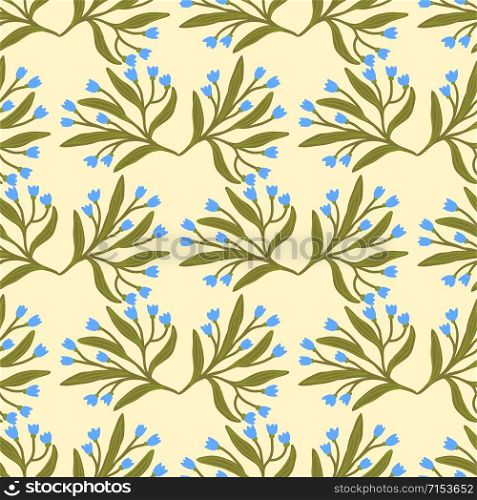 Floral seamless pattern with blue petite flowers on green background. Floral seamless pattern with blue petite flowers on green background.