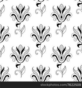 Floral seamless pattern with eastern indian and persian motifs
